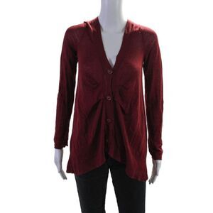 Moth Anthropologie Womens Button Front V Neck Cardigan Sweater Red Size Small